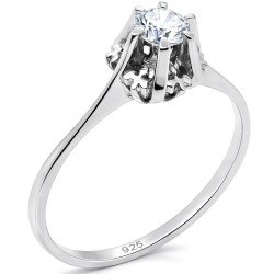 Ασημένιο μονόπετρο δαχτυλίδι 925